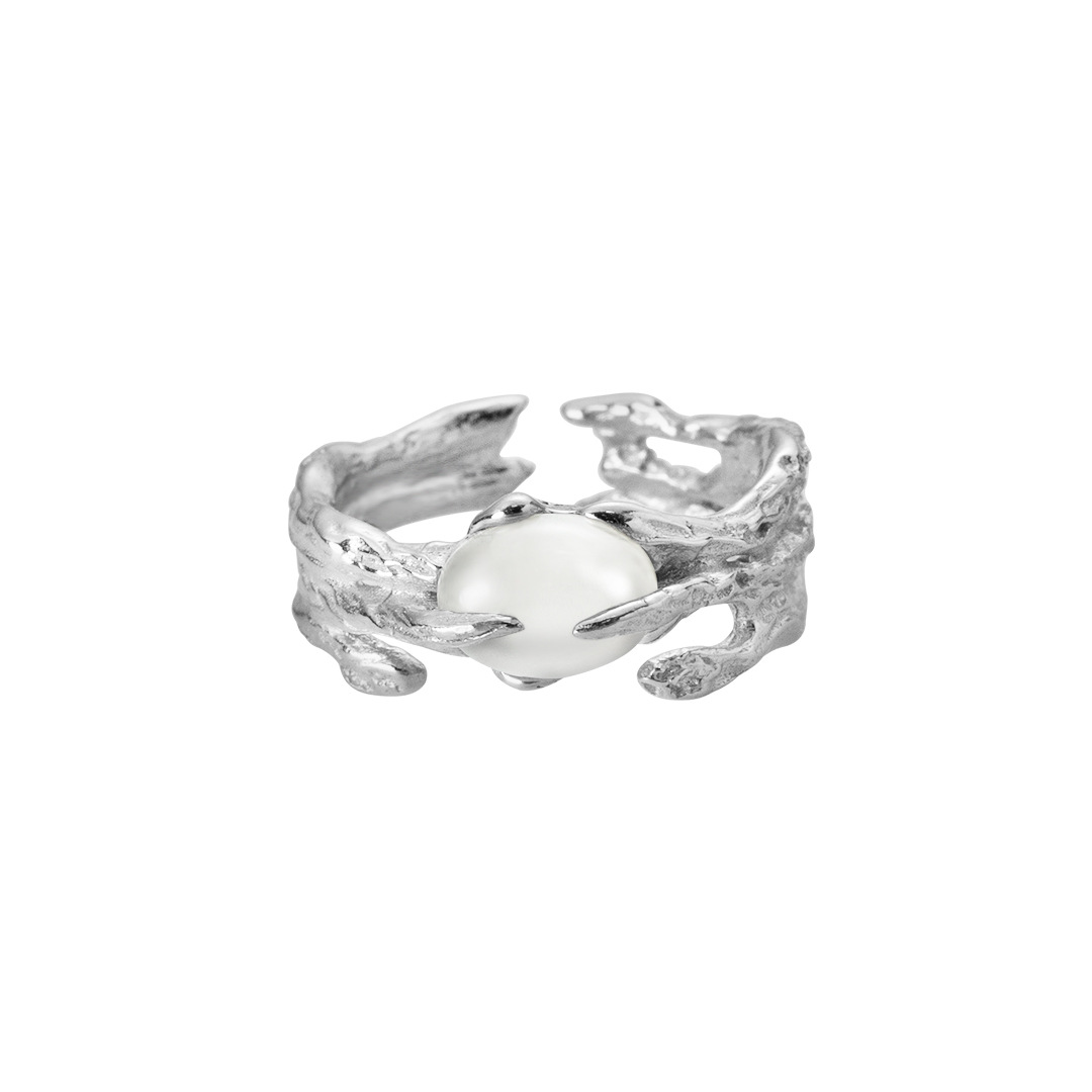 Non-fading White Agate Texture Adjustable Copper Ring For Women