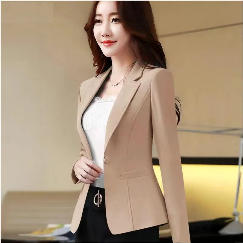 New Casual Slim Fit Small Business Suit Coat Suit Ladies - Khaki