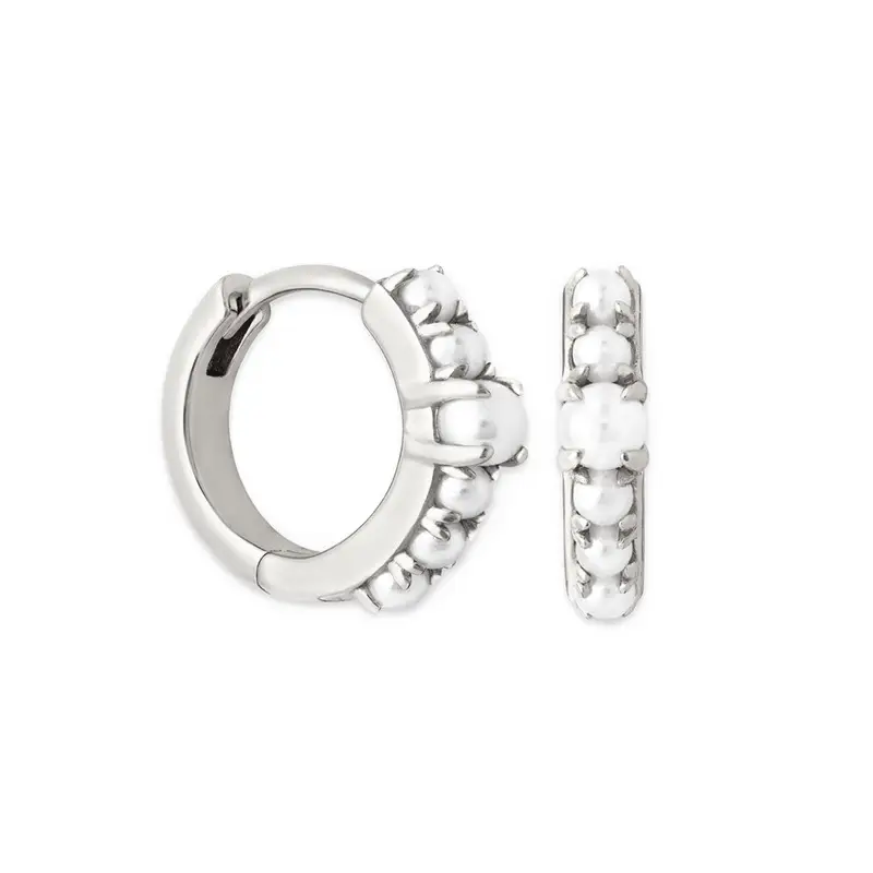 Silver Needle Small Pearl Earrings For Women