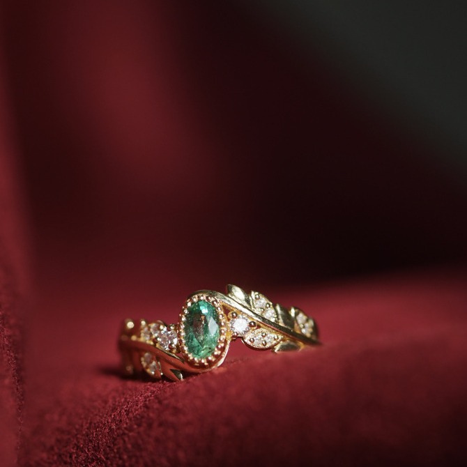 Inlaid Diamond Light Luxury Olive Branch Ring