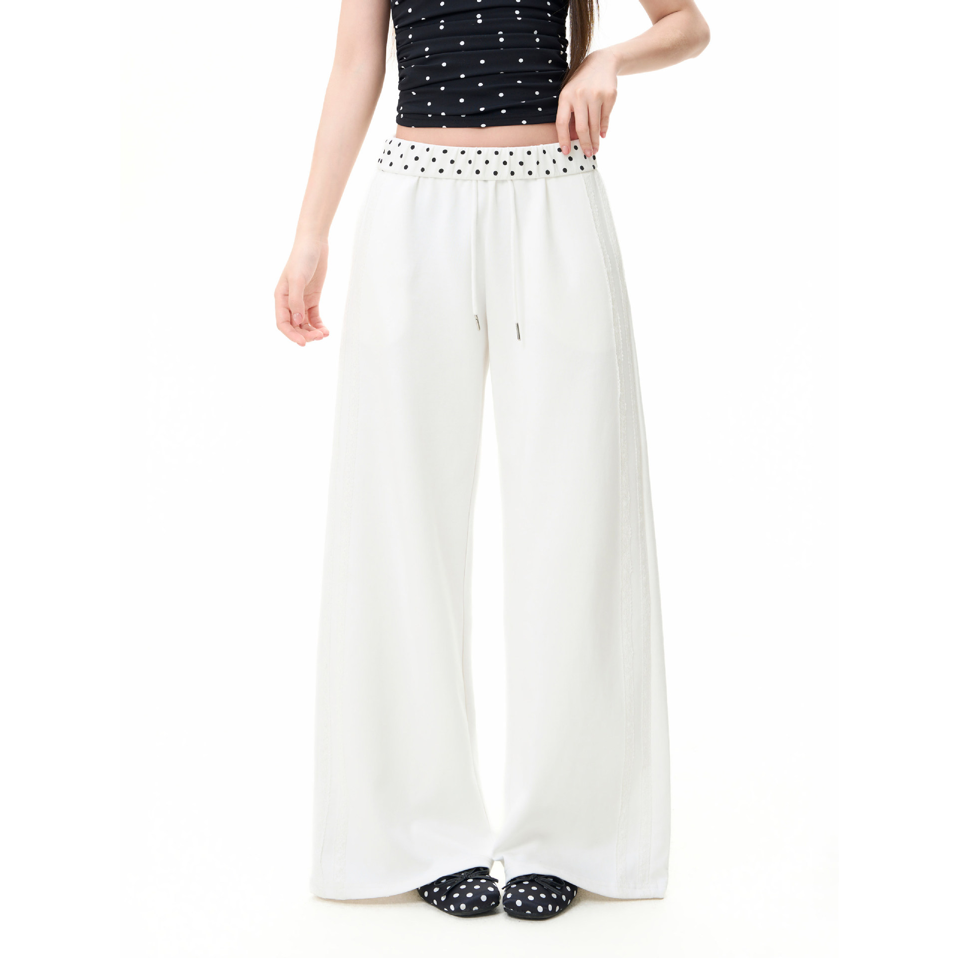 Womens Summer High-waisted Straight-leg Loose-fit Pants