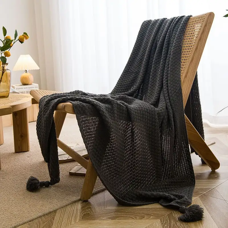 Simple Tassel Casual Sofa Blanket