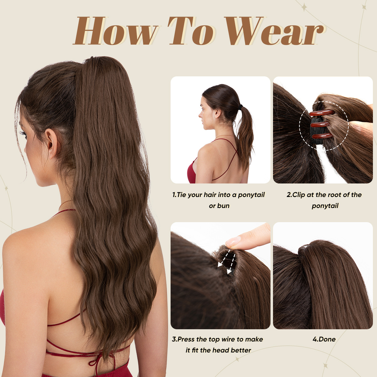 European And American Womens Wigs With Long Ponytails