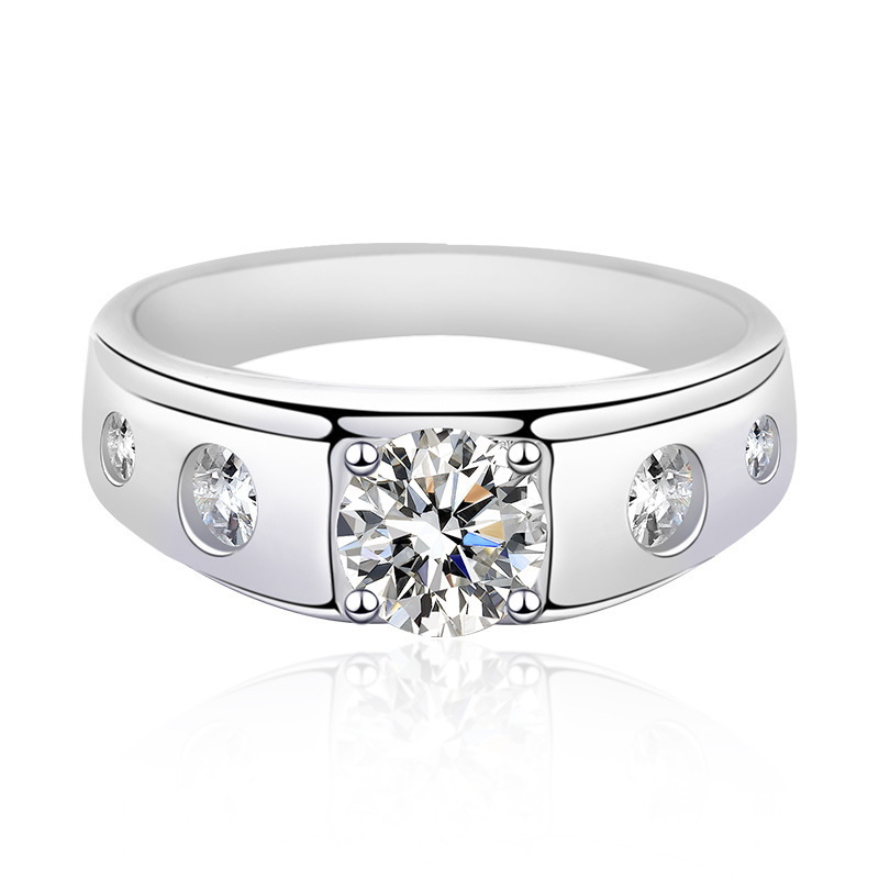 Moissanite Rhinestone Ring Women's Sterling Silver Temperamental Minority Fashion Ring