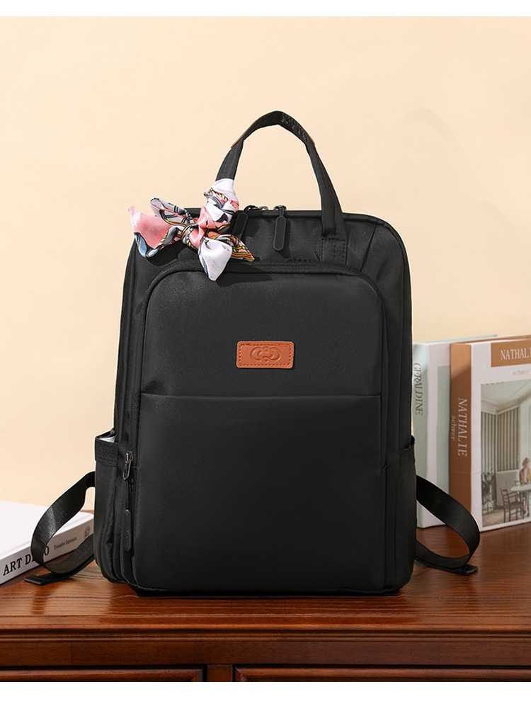 Solid Color Simple Large Capacity Leisure Bag Commuter Backpack Silk Scarf