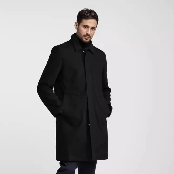 Solid Color Mid-length Trench Coat