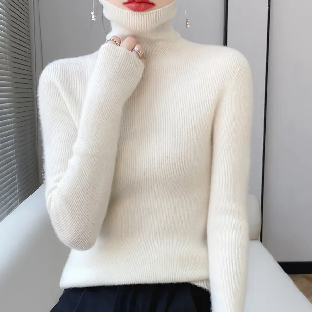 Autumn And Winter Pullover Inner Bottoming Shirt Tight Stretch Women's White - Shop at LoveMi