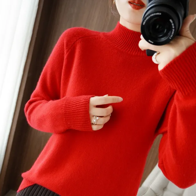 Women's Half Turtleneck Beige Sweater Beige - Shop at LoveMi