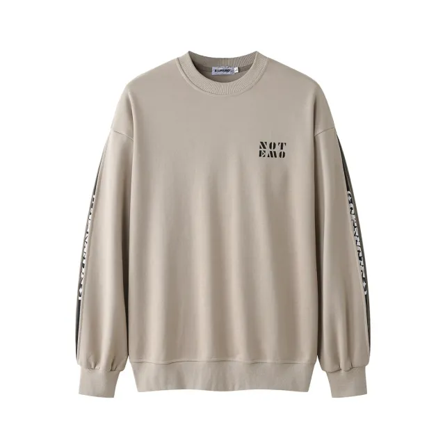 Contrast Color Crack Letter Printing Crew Neck Pullover Sweatshirt Khaki - Shop at LoveMi