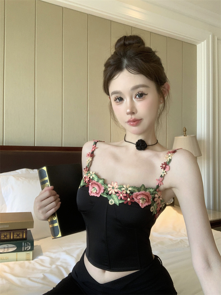 Black Fishbone Tube Top for Women - Thai Slim Fit Chenille Vest