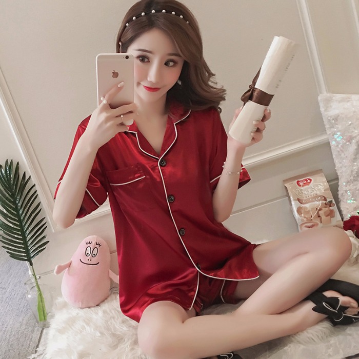 Women's Satin Stretch Pajama Short-Sleeve Set