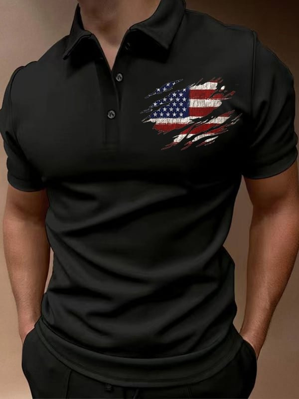 Men's T-shirt Outdoor Loose Lapel Short Sleeve