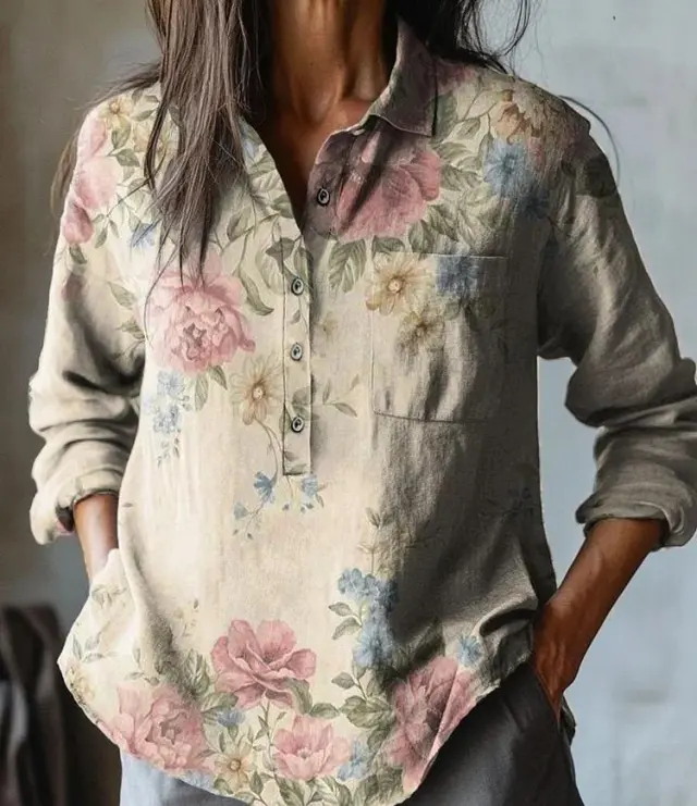 Summer Women's Fashion Printed Long sleeved Shirt Style1 - Shop at LoveMi