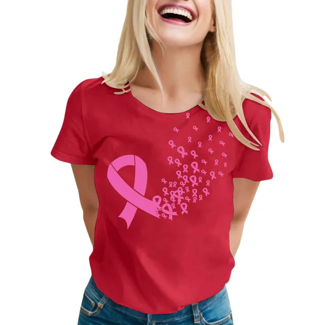 Women's Ribbon Printing Short Sleeve T shirt Top Pnj8486 - Shop at LoveMi