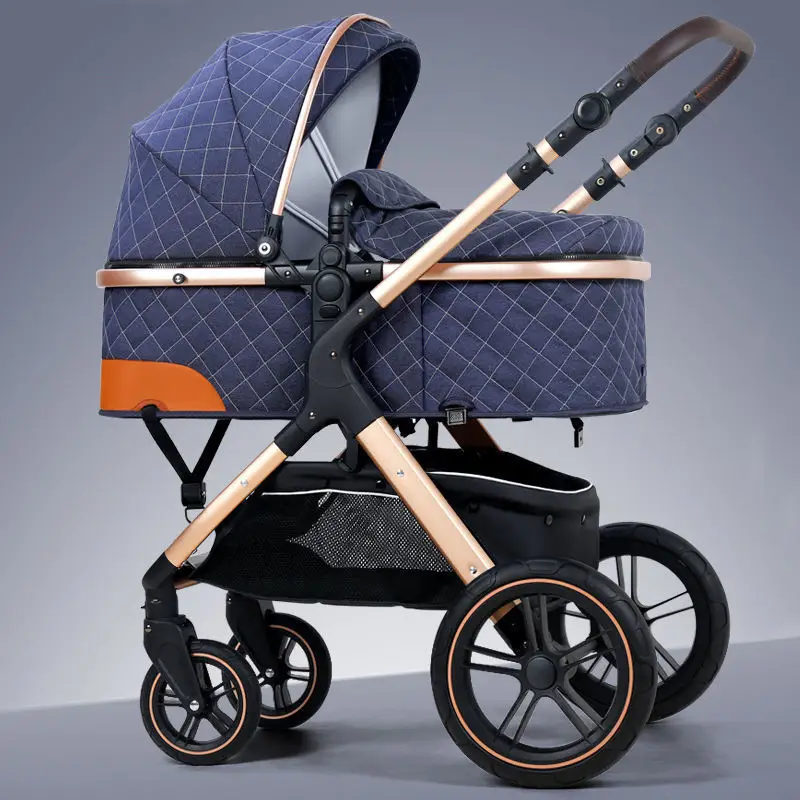 High Landscape Baby Stroller with Convertible Bassinet and Seat