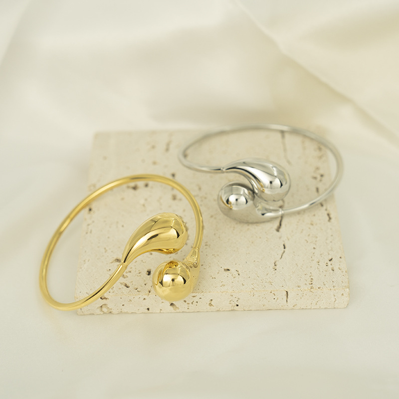 18k Goldstainless Steel Irregular Teardropshaped Open Bracelet I