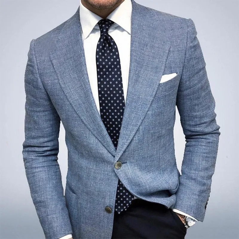 Printed Double Buckle Men's Plus Size Suit Coat