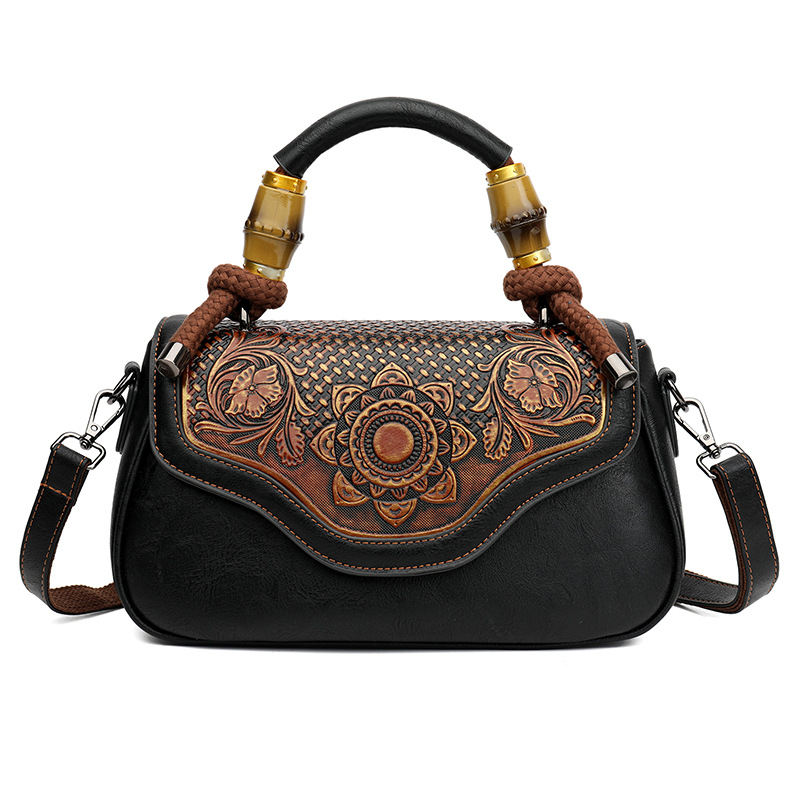 Handcrafted Leather-Embossed Retro Crossbody Bag