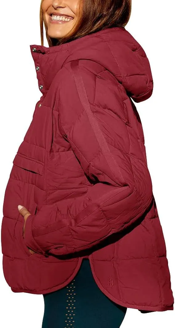 Hooded Cotton Coat Jacket Women Wine Red - Shop at LoveMi