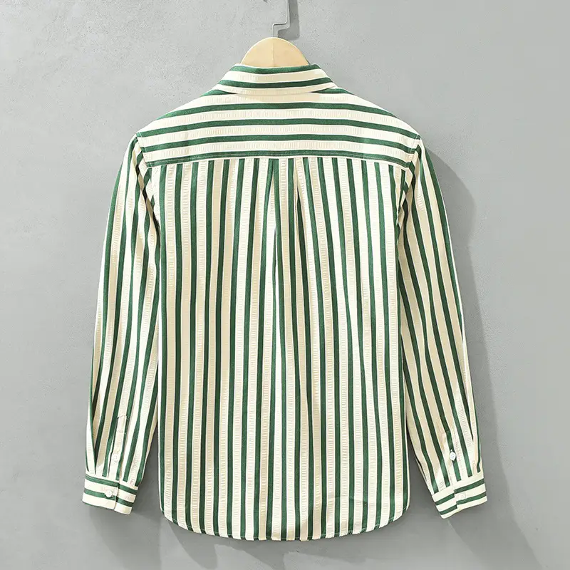 Vertical Striped Long-sleeved Shirt Loose