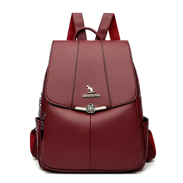 New Women's Backpack PU Soft Leather Textured Casual And Lightweight Red - Shop at LoveMi