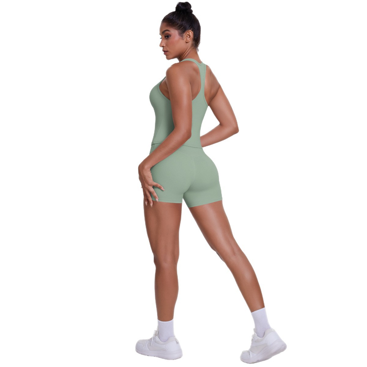 Brushed Outdoor Leisure Running Yoga Clothes Beauty Back Hip Raise Skinny Shorts Suit - Image 5