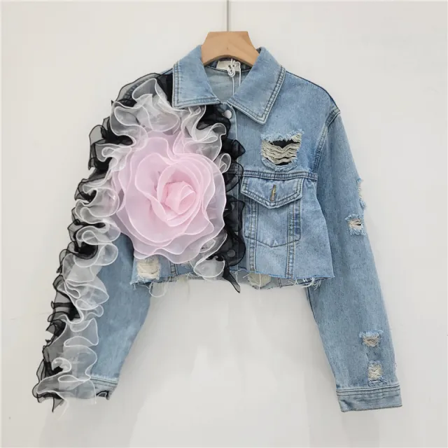 Short Denim Coat For Women Loose Jacket Blue - Shop at LoveMi