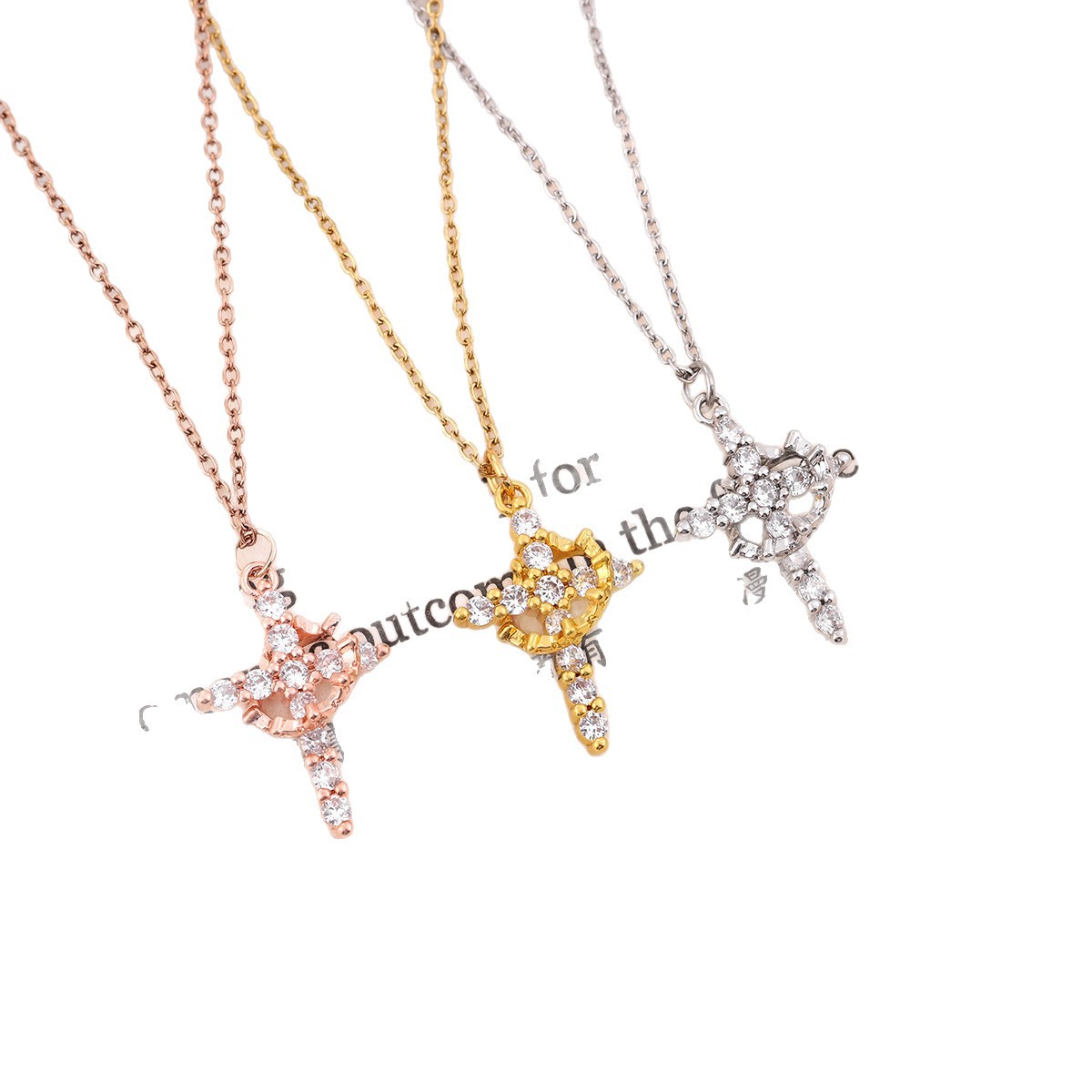 Rotatable Crown Cross Necklace For Women Unique, Niche, And Personalized Style