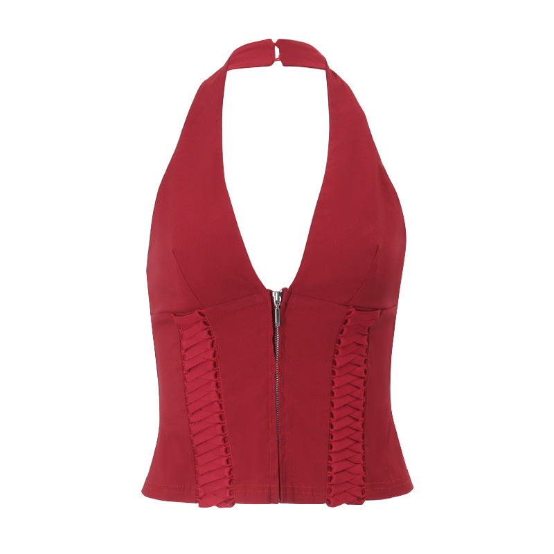 Crossover Strap Design Cropped Tank Spicy Girl Halterneck Top — photo 1