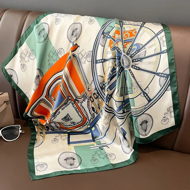 Spring And Autumn Fashion Artificial Silk Temperamental Decorative Scarf Green Orange - Shop at LoveMi