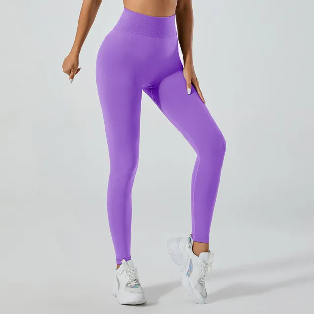 No Embarrassment Line Yoga Pants Women's High Waist Hip Lift Peach Hip Stretch Leggings Purple - Shop at LoveMi