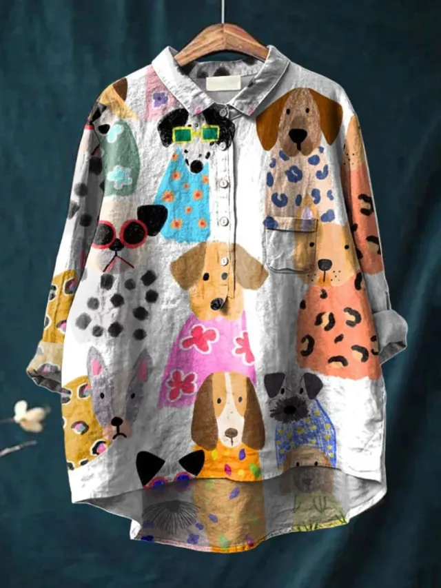 Casual Long Sleeve Shirt Animal Print Hawaiian Long Sleeve Blouse Acs7 4Xl - Shop at LoveMi