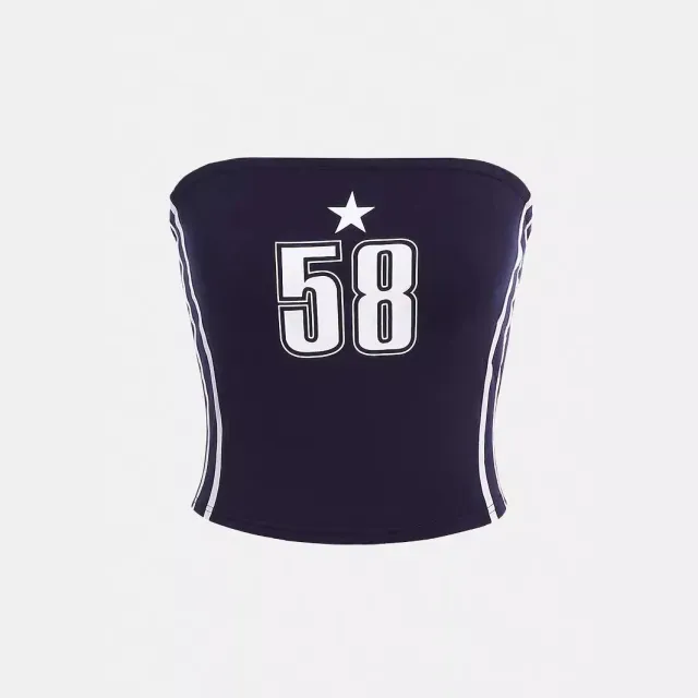 Street Sexy Trend Navel Tube Top Design Sense Blue - Shop at LoveMi