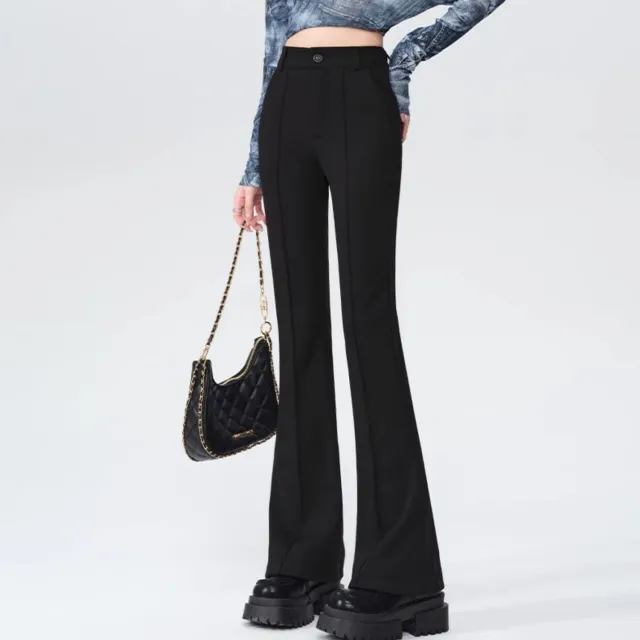 High Waist High grade Anti wrinkle Straight Slimming Casual Flared Pants Black - Shop at LoveMi