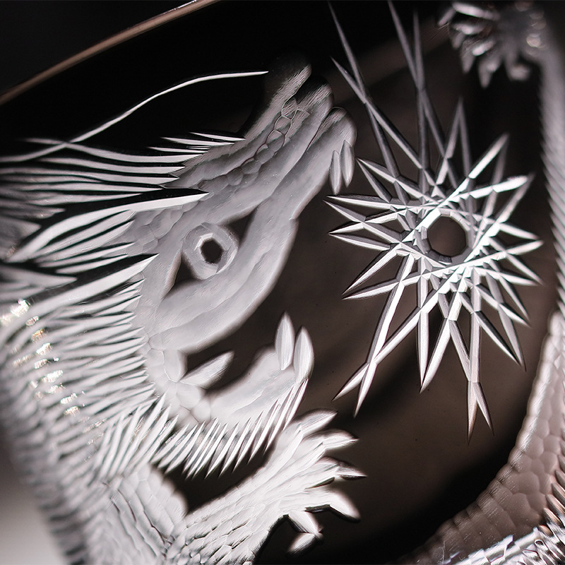 نظارات كريستال بتصميم مهرجان التنين والفينيق الأسود من جينزهي