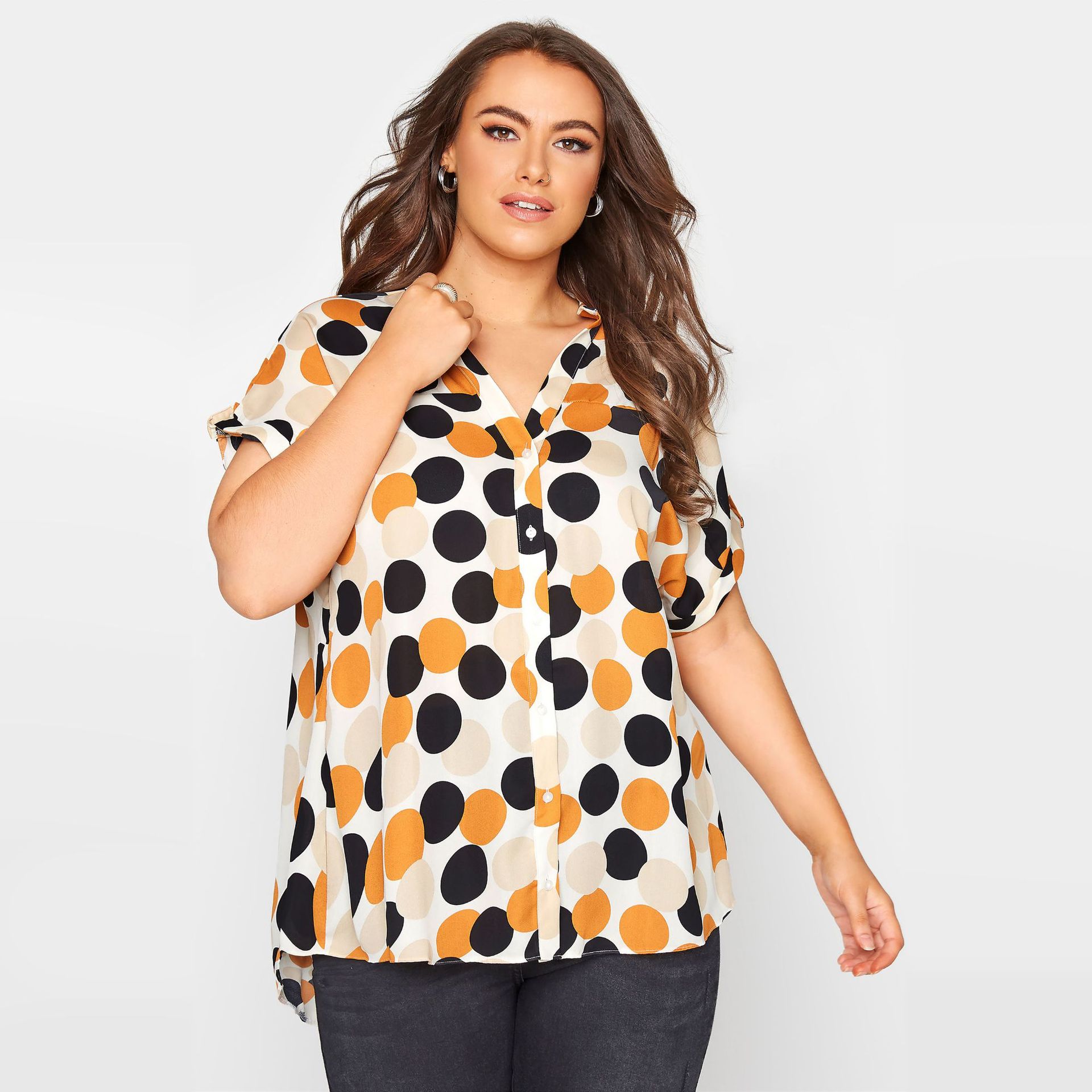 Title 10, Polka Dot Digital Print Plus Size Loose Casual ...