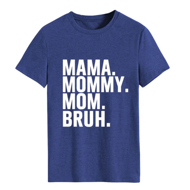 Letter Fashion Round Neck Women's Short Sleeve T shirt Cross border Foreign Trade Retro Blue And White Font - Shop at LoveMi