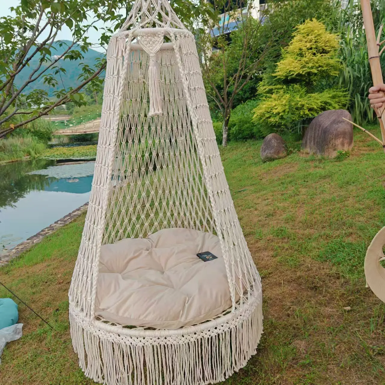 Large Hanging Basket Cotton Yarn Outdoor Balcony