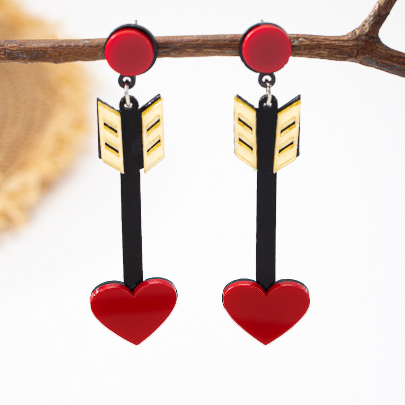 Personalized Female With Hearts Earrings