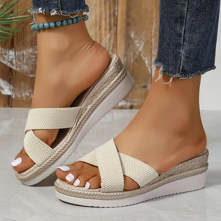Women's Large Size Sandals Outer Wear Fashionable All-matching - Beige
