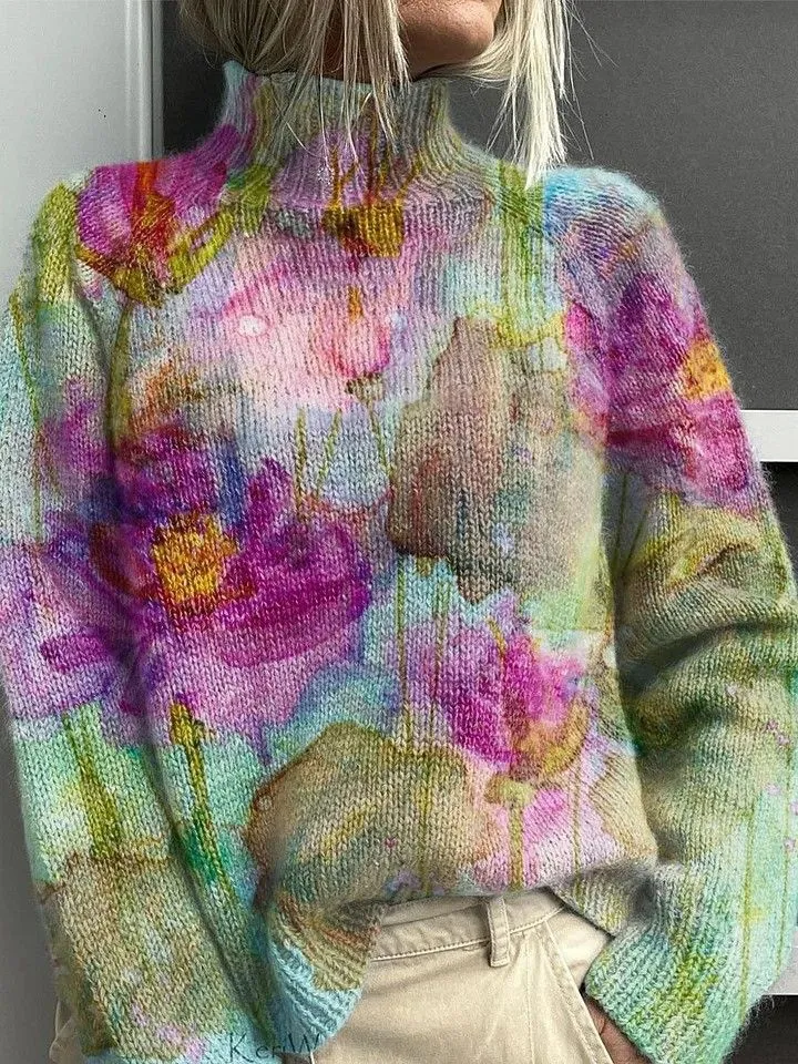 Women's 3D Digital Printing Fresh Cloak Coat Sweater Pullover - 8Color-5Xl