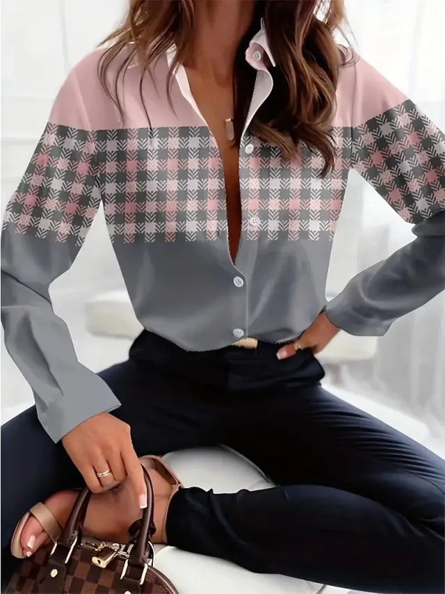 Printed Loose Casual Women's Shirt Long Sleeve Top B25Sup72F6 L - Shop at LoveMi