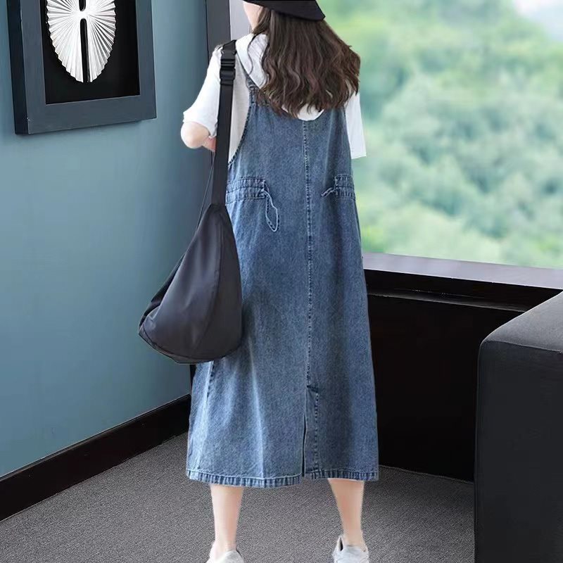 Women's Retro Loose All-matching Jeans Suspender Dress