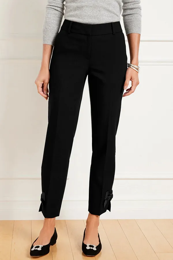 Women's Slim High Waist Bow Cropped Pants Black - Shop at LoveMi