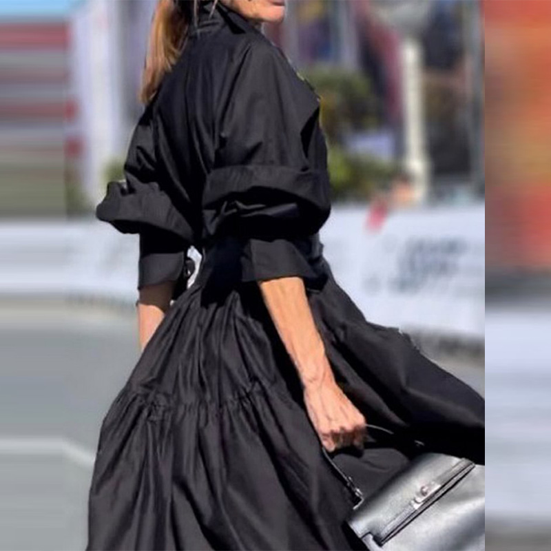 Pleated Puff Sleeve Swing Dress, picture 2 of 6