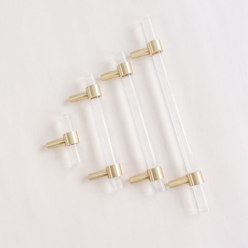 Acrylic brass long handle cabinet door handle (acrylic 128