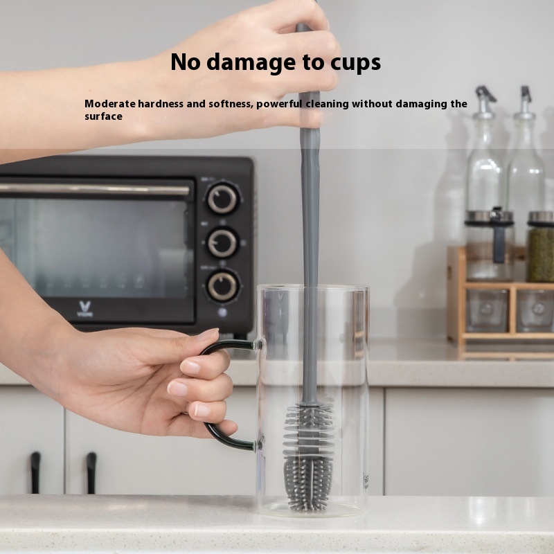 Cup Washing Long Handle Silicone Cleaning Brush Without Dead End