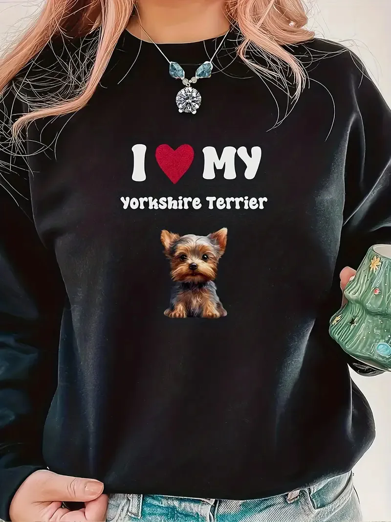 Women's Printed Long Sleeve Crew Neck Sweater - Wy73-L