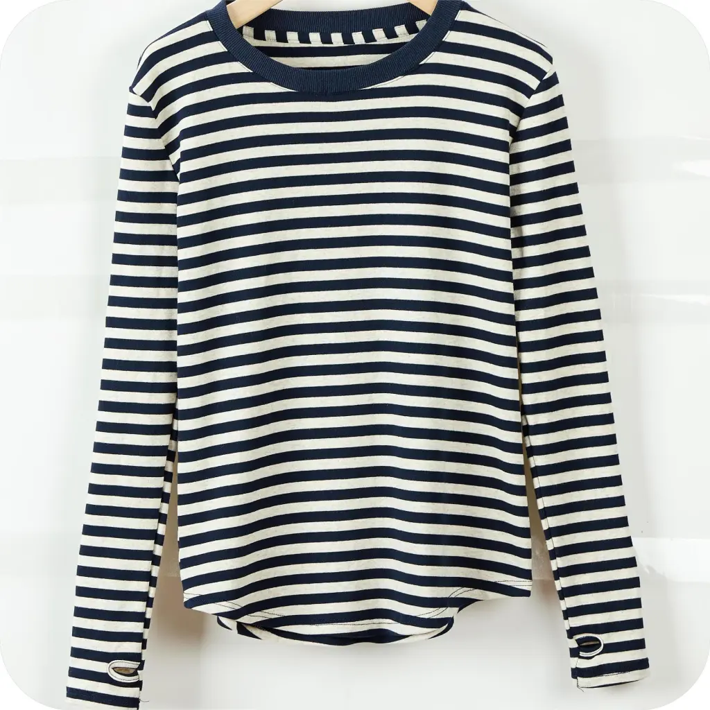 Long Sleeve Top Inner Bottoming Shirt - Blue