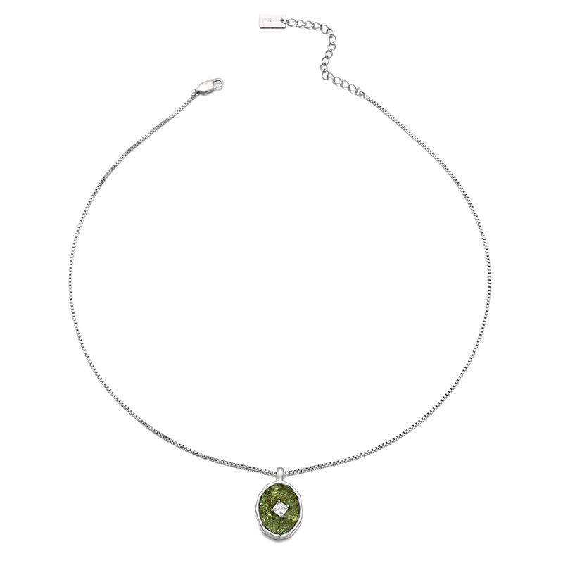 Titanium Steel Copper Electroplated Natural Zircon Clavicle Necklace